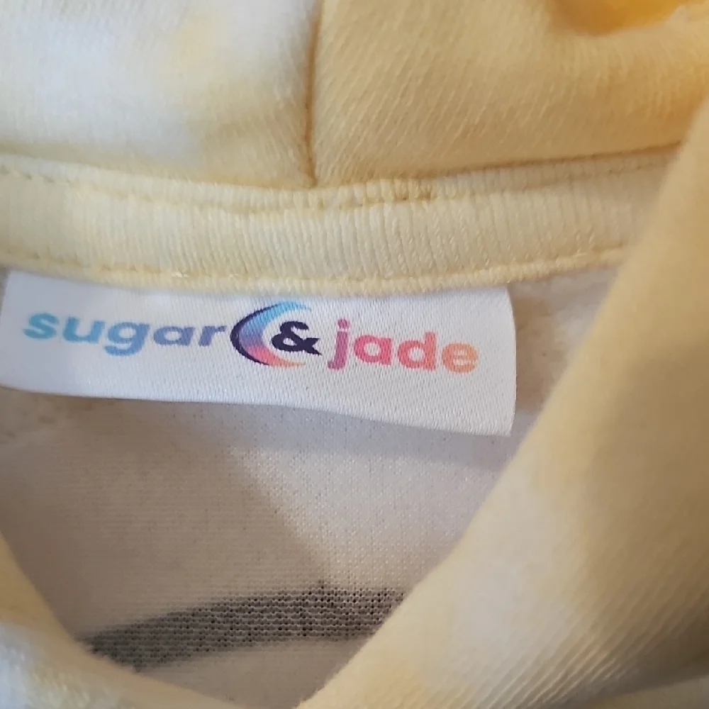 Sugar & Jade NWT Girls Pale Yellow Tie Dye Crop Hoodie With Emoji Graphic Size 8